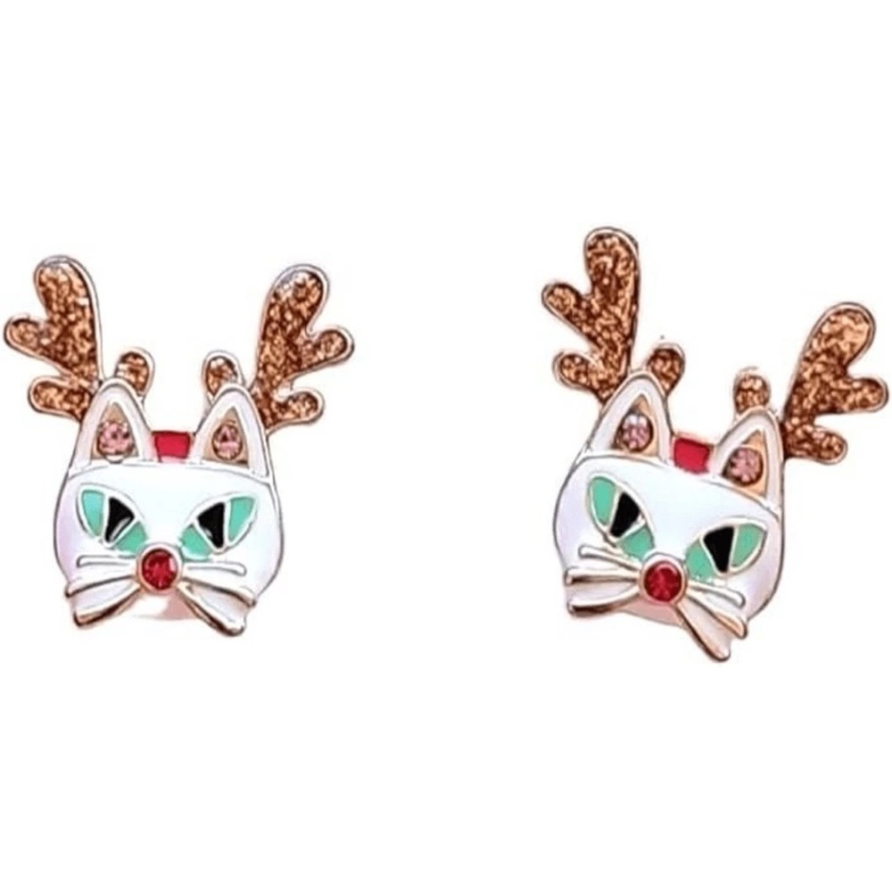 Betsey Johnson Gold and Green Reindeer Earrings